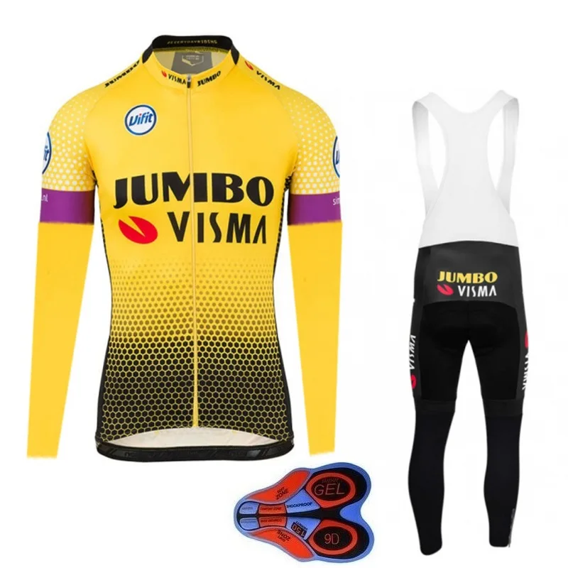 Ceny 2019 Jumbo Visma jazda na rowerze Jersey z długim rękawem odzież rowerowa MTB Ropa Maillot mężczyźni kobiety szybkie suche jesień zestawy Jersey