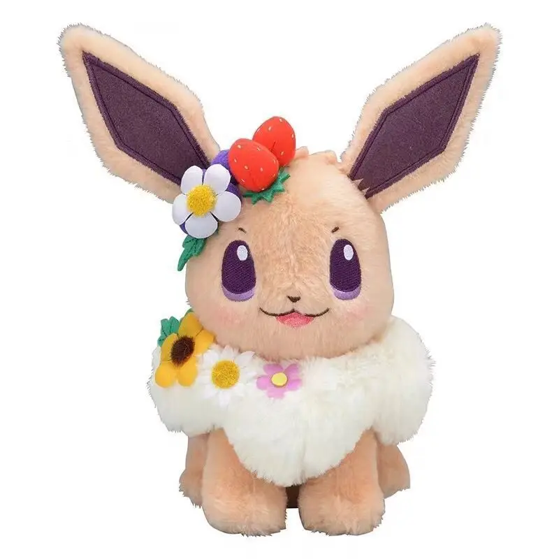 18 см Eevee Пикачу плюшевая игрушка милые аниме куклы каваи венок животных мягкие игрушки для девочек