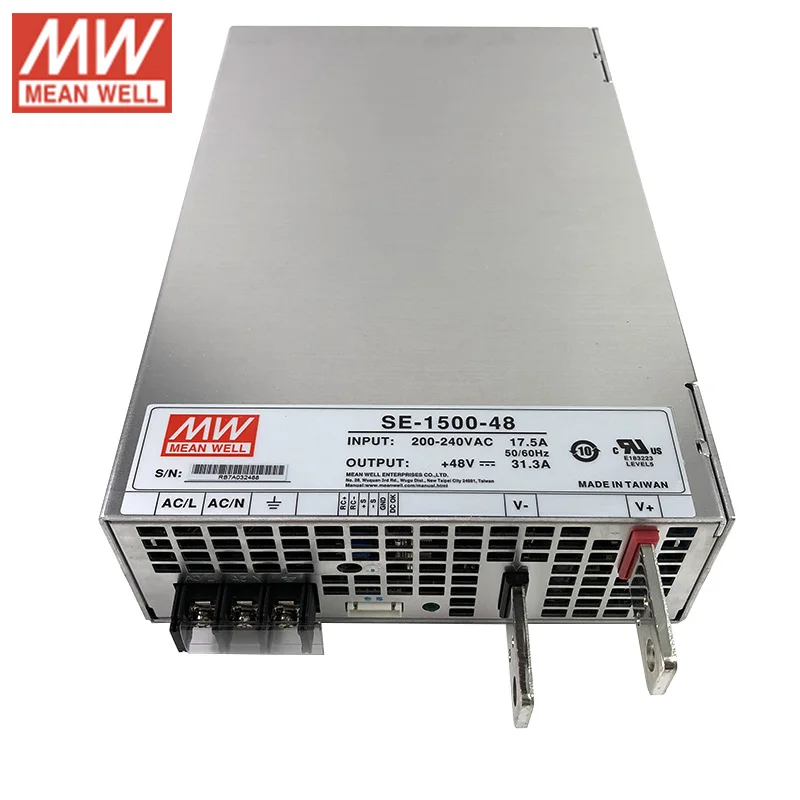 SE-1500-48 бренд MEAN WELL представляет 1500W 48V Переключая Питание 220VAC к 48В DC 31.3A 1500 Ватт Meanwell