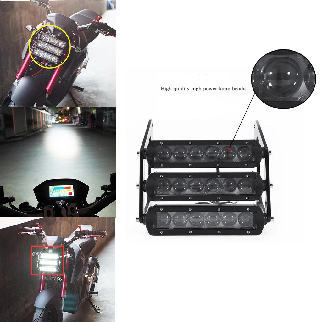 1 Set Motorcycle Retro Three-tier LED Modified Headlights Contains 2 brackets 3 headlights For Honda Grom MSX 125SF MSX125 |