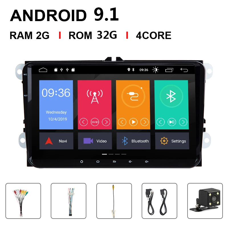 Android 9,1 2 Din автомагнитола 9 ''2Din универсальный автомобильный Автомагнитола gps мультимедийный плеер для Фольксваген Поло ПАССАТ Гольф Джетта - Цвет: 2 32G Camera
