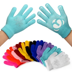 Magic Ice Figure Skating Wrist Gloves Training Warm Hand Protector Thermal Safety For Kids Girl Boy Rhinestone Non-stick