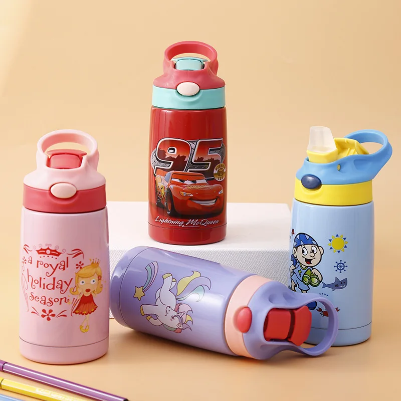 Mini Baby's 400ml Vacuum Flasks Straw Water Bottle With handled