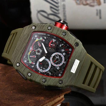

High quality Automatic Watch RM Mens Watches Top Brand Mille Luxury Quartz Wristwatch Silicone Strap Tonneau shape