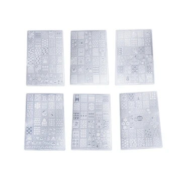 

Christmas Style Manicure DIY Tool Nail Art Print Stamp Stamping Plate Template New Nail Plastic Printing Board, 6 Types of Chris