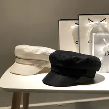 Женская британская ретро Кепка, военная шапка, осенняя хлопковая льняная шапочка для отдыха, плоский берет, топ, шапка s Юнга, шапки для фестиваля, женская шапка