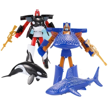 

16cm Sea Life Model Dolphin Transformation Shark Whale Action Figure Cartoon Cute animal Puppet Educational collection Kids Toys