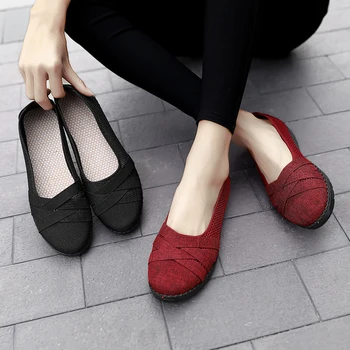 

RUIFF Women shoes four seasons breathable walking shoes wear resistant square dance mesh shoes solid color simple style sneakers