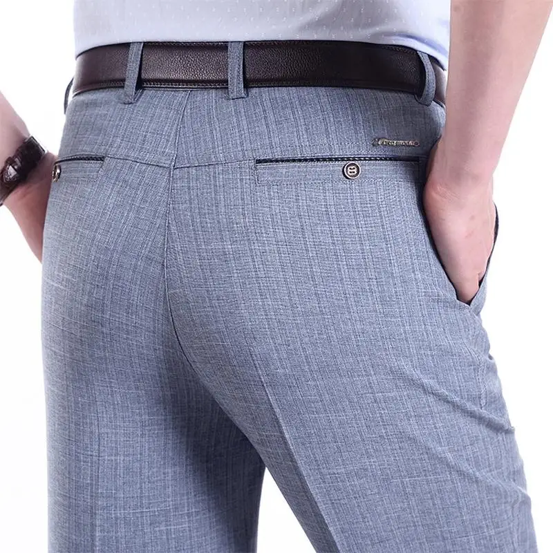 2020 nuevo diseño hombres pantalones casuales gruesa suelta Hombre Pantalones rectos de cintura alta de negocios pantalones de Moda hombre de talla grande 29-40
