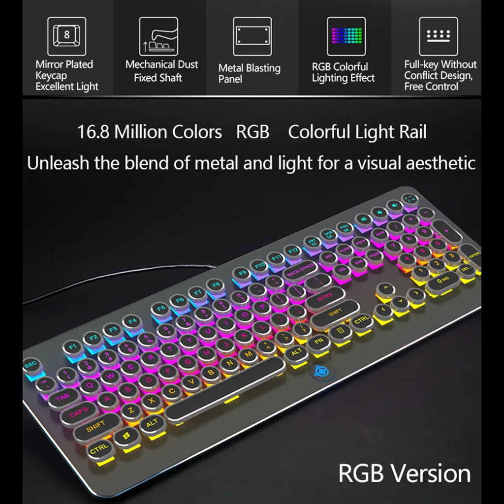 Gameing Keycap Ретро Паровая панк механическая клавиатура 108 клавиш RGB с подсветкой Пылезащитная фиксированная клавиатура Axis полный ключ без коллизии