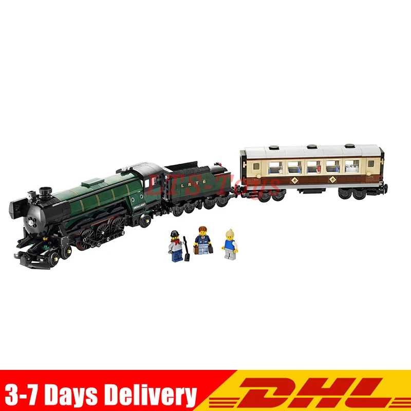 

DHL The Emerald Night Train Model Building Blocks Set Classic Compatible Steam Trains Toys Compatible Legoings 10194 21005