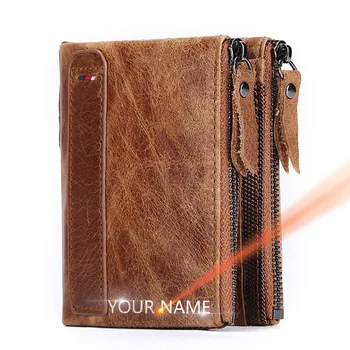 Portafogli da uomo in pelle Nome personalizzato 100% vera pelle di mucca Porta carte corto Borsa da uomo in pelle Portafoglio maschile di alta qualità