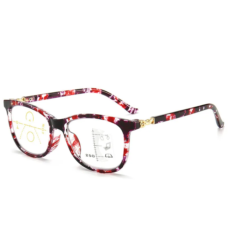 

Fashionable Blu-Ray Reading Glasses Progressive Multifocal Elegant Square Pattern Full Frame Frame Unisex Reading Glasses