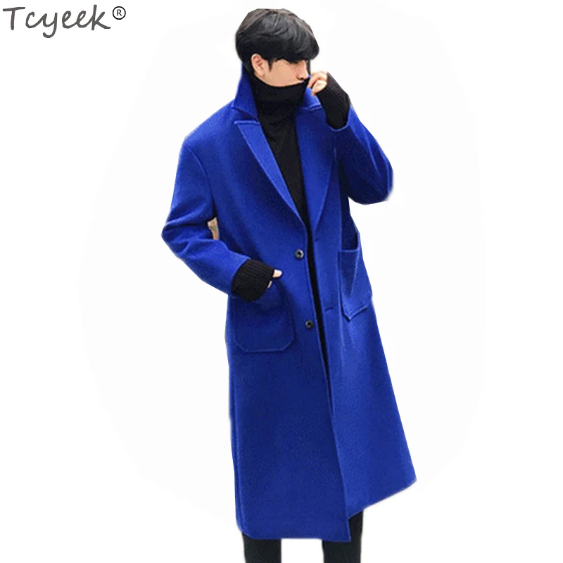 

2020 Fashion Men's Autumn Winter Wool Coat Turn-down Collar pea coats for men Overcoat Plus Size Brand clothing Outwear LX1326