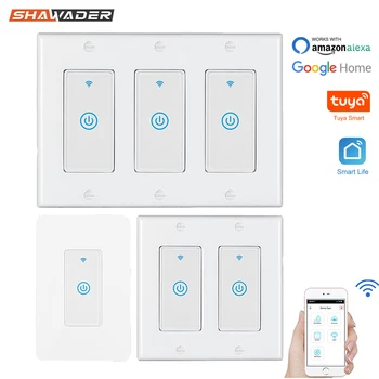 

Smart WiFi Light Touch Wall Switch US Interruptor Wireless Electrical Voice Control Remote by Tuya Smartlife Alexa Google Home