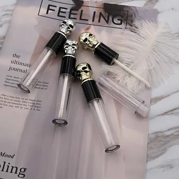 

10/20/50pcs Gold/Silver Skull Lid Cosmetic Lip Golss Lip Glaze Refillable Bottle Makeup Lipstick Lip Balm Tool Accessories Vials