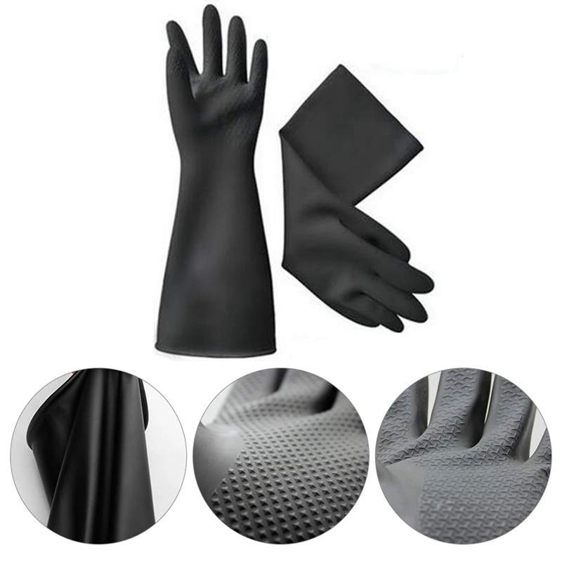 

1 Pair Acid Alkali Resistant Gloves Rubber Waterproof Thicker Chemical Resistance Anti-skid Latex Long Rubber Gloves