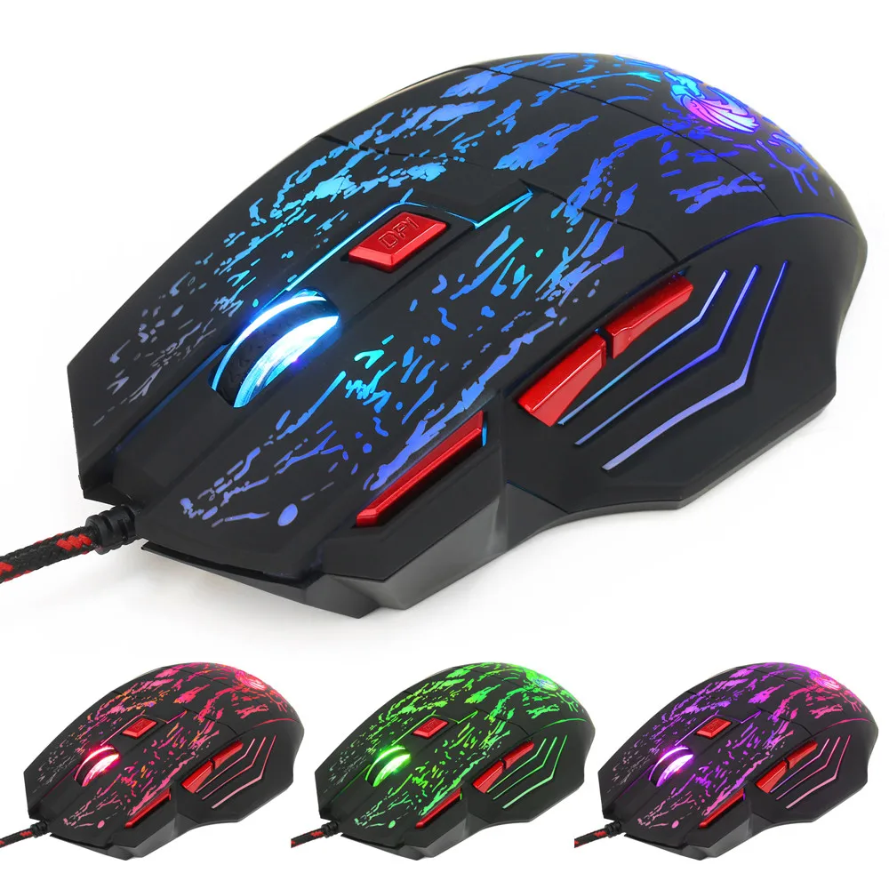 Профессиональная 7 кнопок 5500 dpi USB оптическая Проводная игровая мышь Мышь для ПК ноутбука Подсветка 7 цветов эргономичная 10 миллионов для Mac