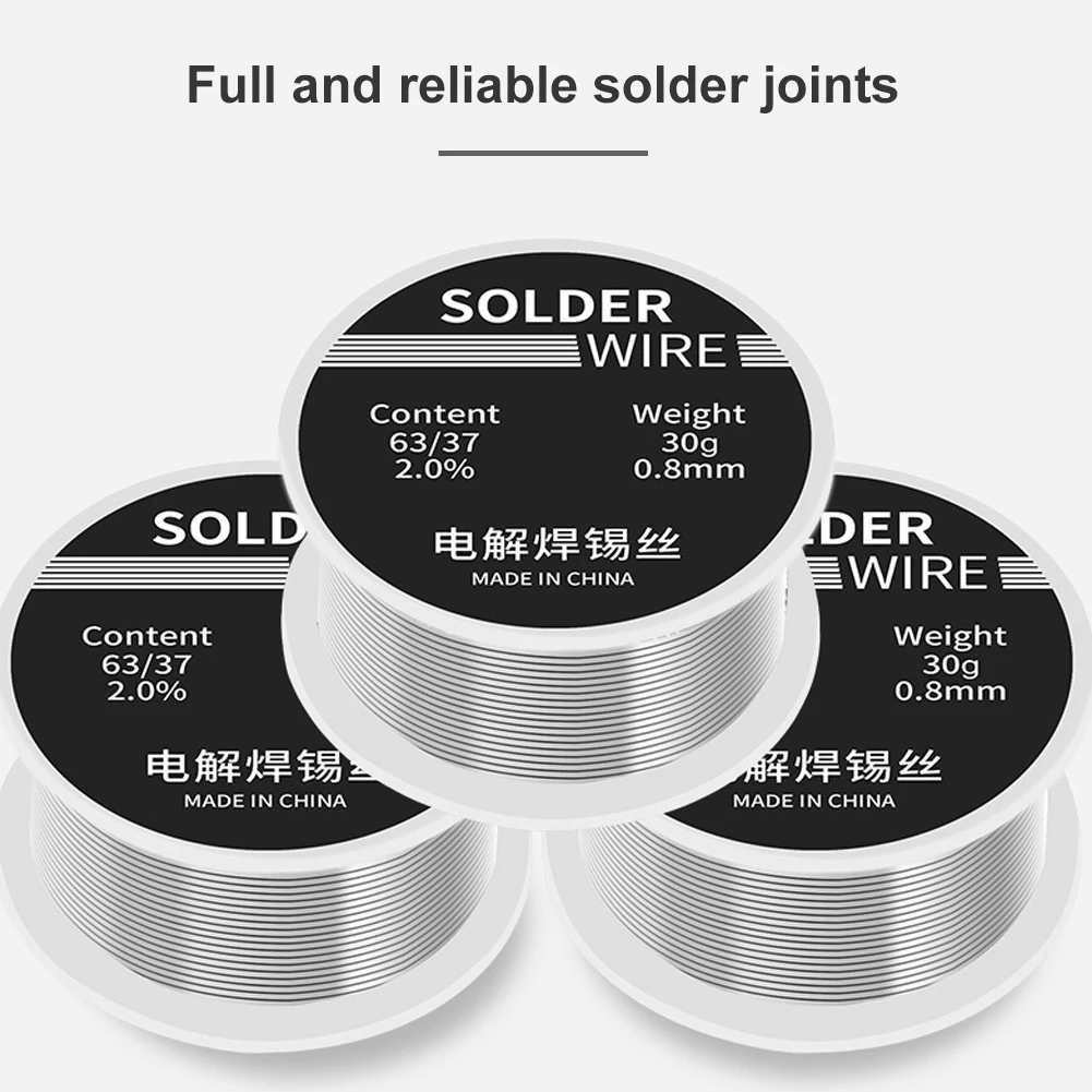 30g Welding Solder Wire High Purity Low Fusion Spot 0.8mm Rosin Core Soldering Wire Roll No-clean FLUX 2.0% Tin BGA Welding Tool