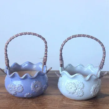 

Creative cute hand-painted ceramic flowerpot flower outdoor balcony succulent planting decoration desktop mini potted plant