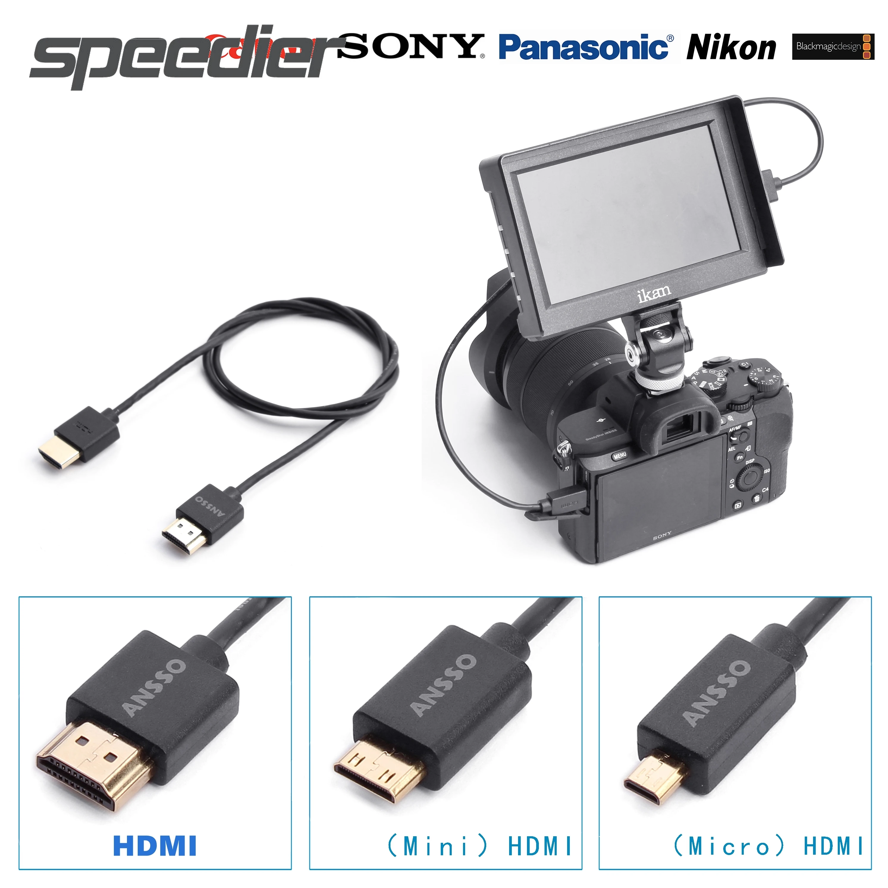 Очень гибкий кабель HDMI 4K60P Mini Micro Digital Single Lens Reflex 18 Гбит/с HDR устройство записи HDMI19 + 1