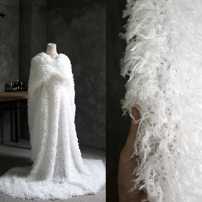 

175X90cm/piece Designer fabric, Creative tassel feather fabric fluffy DIY coat top grade background fabric