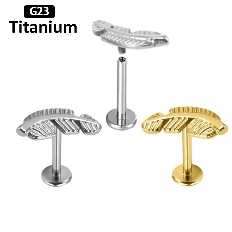 G23 Titanium Implant Grade 16g Internal Thread Feather Labret Tragus