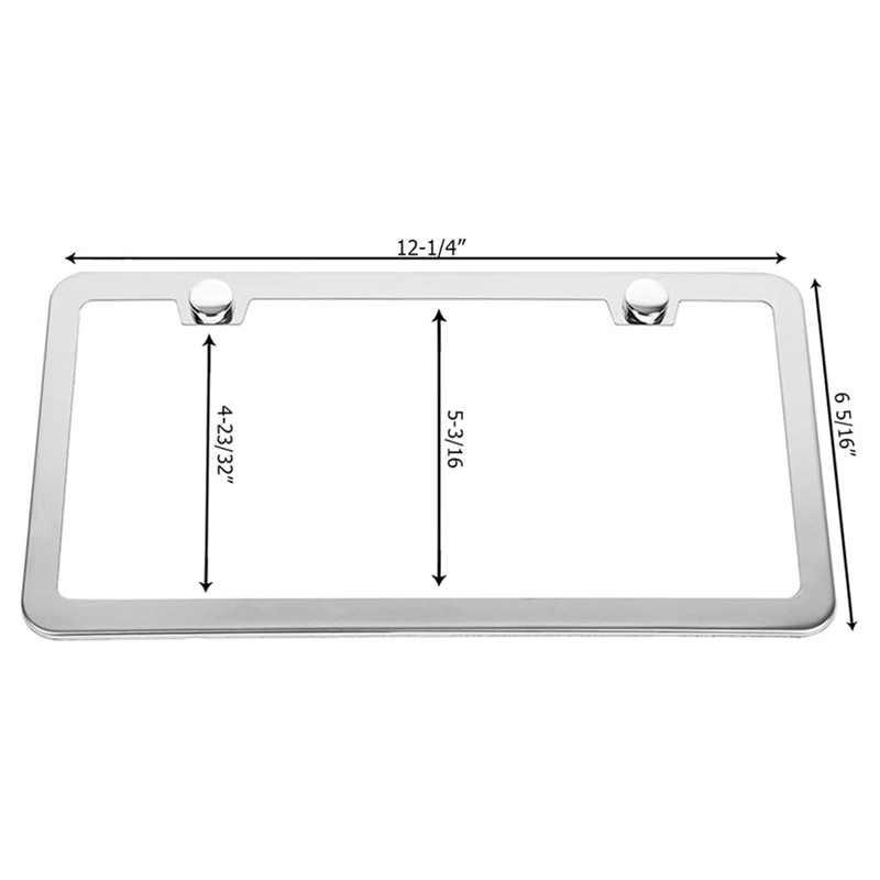 Chrome Screw Caps 2 PCS Stainless Steel Polish Mirror License Plate Frame Silver Chrome Screw Caps 2 PCS Stainless Steel Polish Mirror License Plate Frame Silver