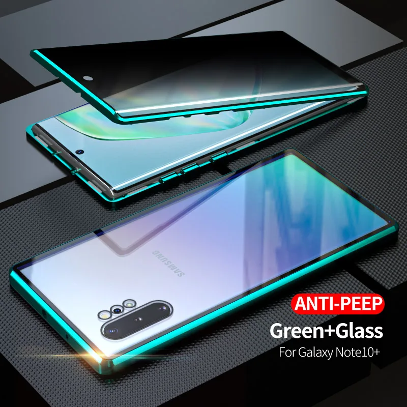 Магнитный чехол для samsung Galaxy Note 10 Plus 9 8 магнитный металлический двухсторонний чехол из закаленного стекла для samsung Note 10