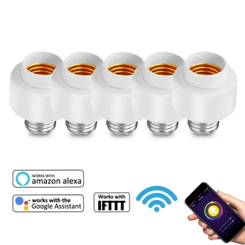 

5 Pack Tuya Smart Life Wifi Smart Light Bulb Socket Adapter E27 Switch Work with Amazon Alexa Google Home IFTTT