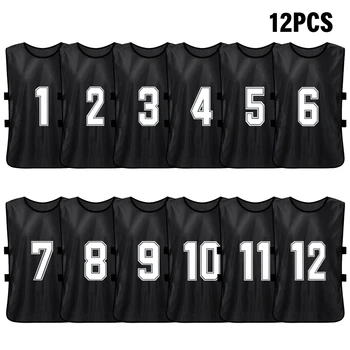 6/12 PCS Adults Soccer Pinnies Quick Drying Football Team Jerseys Sports Soccer Team Training Numbered Bibs Practice Sports Vest
