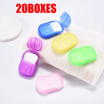

20 Boxes Disposable Paper Soap Flakes Washing Hand Bath Travel Mini Scented Slice Sheets Foaming Soap Random Color