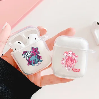 

TV Stranger Things Earphone Case For Apple Airpods 2 Charging Box Accessorie For Air pods Coque Cases Cute With Hook Keychain