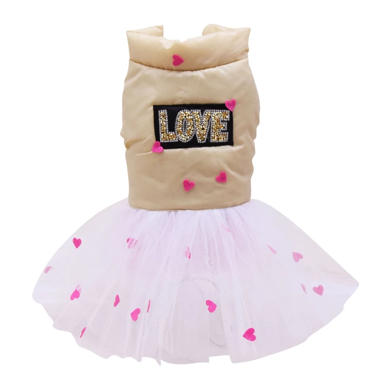 Платье для собак Одежда для собак с надписью «LOVE» одежда для щенков Плотная юбка Модная Джинсовая одежда для домашних животных - Цвет: Khaki