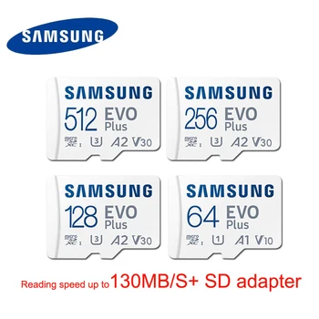 Original SAMSUNG EVO Plus MicroSD Card 128GB 256GB 512GB 4K U3 V30 A2 Read 130MB/s High-Speed Memory TF Card 64GB V10 A1 U1 1