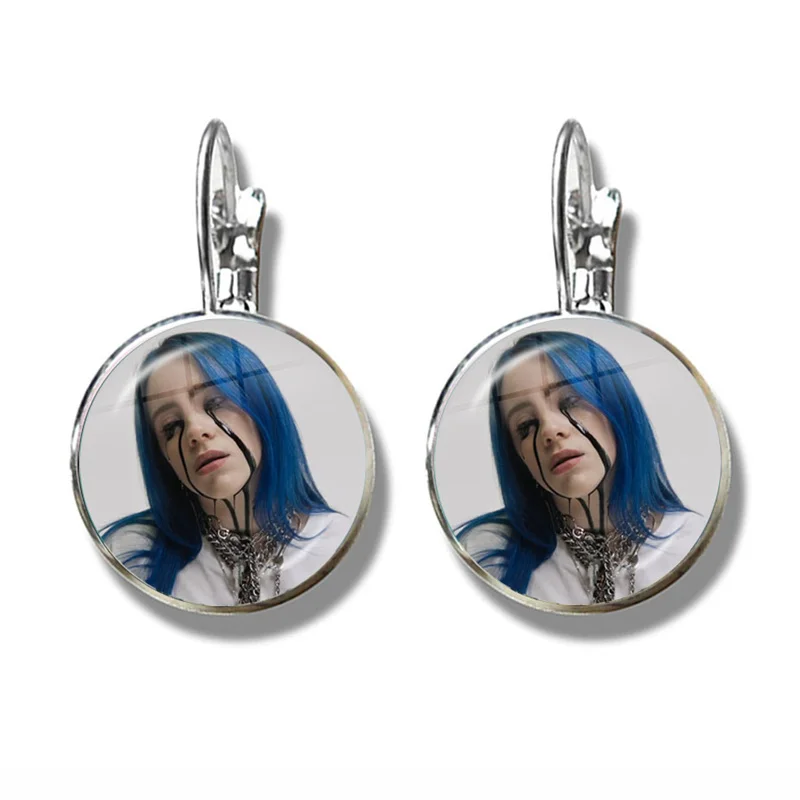 25 Хип-хоп Billie Eilish Серьги Популярная юная певица Харадзюку художественная картина хип-хоп Музыка 16 мм стеклянный купол Bad Guy ювелирные изделия для женщин - Окраска металла: 25