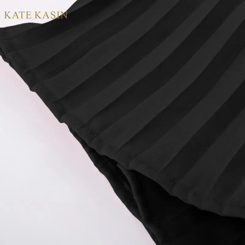 Kate Kasin, женская шифоновая плиссированная юбка, эластичная, высокая талия, пуговицы, декорированные, миди, Свинг, юбки, одноцветная, расклешенная, трапециевидная юбка KCS02055