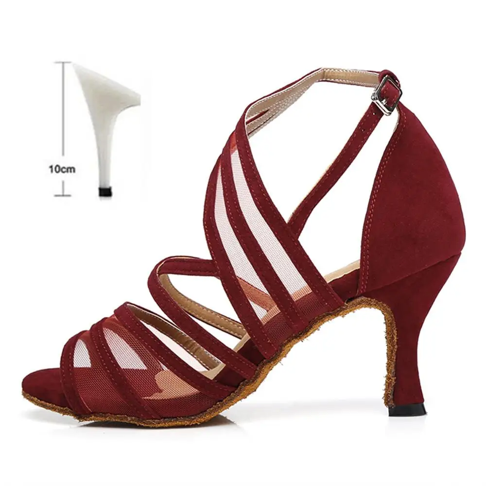 Red1 10cm New women's girls ladys Latin Dance Shoes Ballroom indoor tango salsa Dancing Shoes high heel wholesale Hot sale - Цвет: Red1 10cm