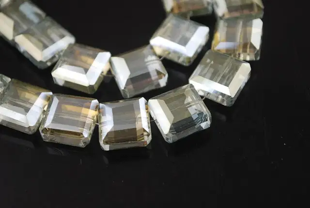 10pcs 13mm Square Faceted Cut Crystal Glass Loose Crafts Beads lot for DIY Jewelry Making 27