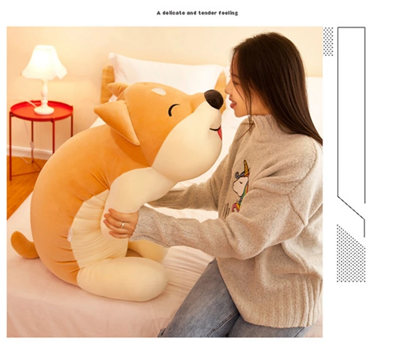 cute plush toy Shiba Inu doll Japanese Akita dog super soft pillow large bed lying dog birthday gift 43inch 110cm DY50866  (21)