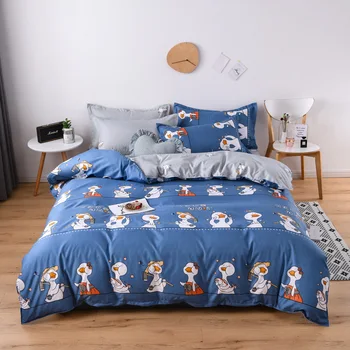 

Blue Duck bedding set 2020 new spring bed linen set cartoon duvet cover bed sheet pillowcase queen summer bed set pastoral style