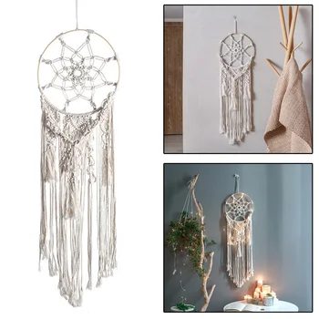 

Macrame Woven Wall Hanging Tapestry Handmade Boho Dreamcatcher Home Art Decor Suitable For Home Wall Decoration, Ornament, Weddi