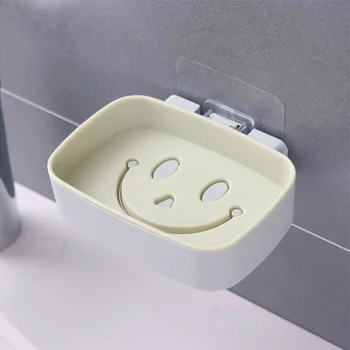 

Soap dish Wall Mounted Sticky Soap Holder Tray Bathroom Storage Plate Rack Shower Soap Box Kitchen Shelf Basket Bath Accessories