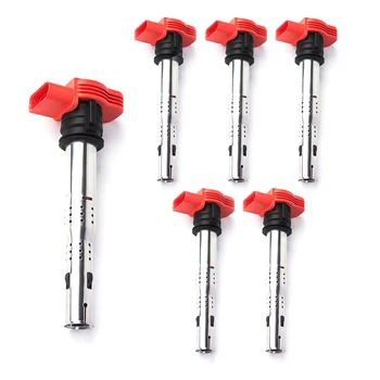 

6PCS Ignition Coils Pack For AUDI R8 Q5 Q7 S4 S6 A4 A5 A6 A8 QUATTRO 3.0 3.2 4.2 06E905115E 06E905115B 06E905115D 06E905115F