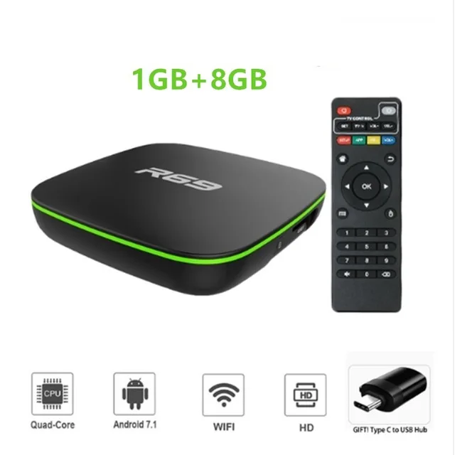 1GB8GB R69 ТВ приставка Android 7,1 Allwinner H3 четырехъядерный 1G8G 2G16G 2,4 ГГц WiFi 1080P HD Домашний умный медиаплеер телеприставка - Цвет: 1GB8GB