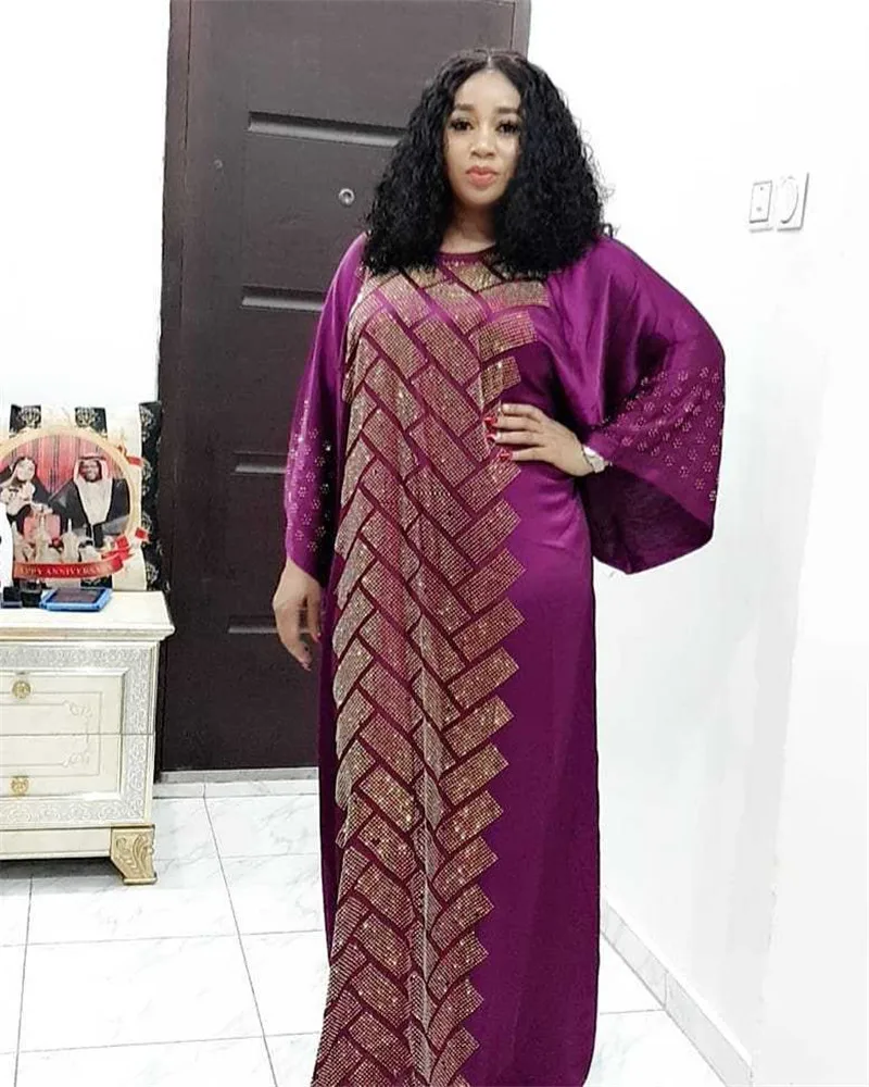 

Purple Plus Size Glitter Long African Maxi Dresses Kaftan Caftan
