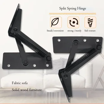 

2Pcs/set Black Sofa Hinge Furniture Hinges Multifunctional Supporting Spring Hinges For Support Sofa Headrest, Storage Box