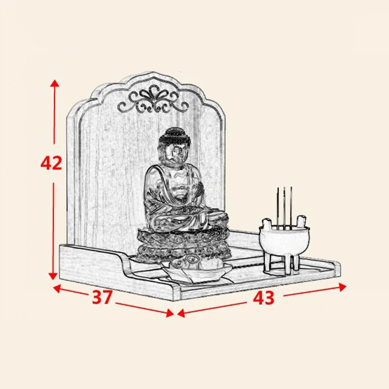 Wooden Wall Shelf Shrine Buddha Rack Pine Buddhist Altar Sculpture Collection Display Wood Carving Crafts Home Decor Accessories 6