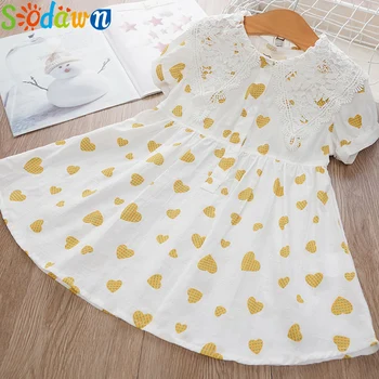 

Sodawn Girls Dress Summer 2020 Lace Hook Flower Lapel Japanese Short Sleeve Princess Party Dress Baby Kids Girls Clothing