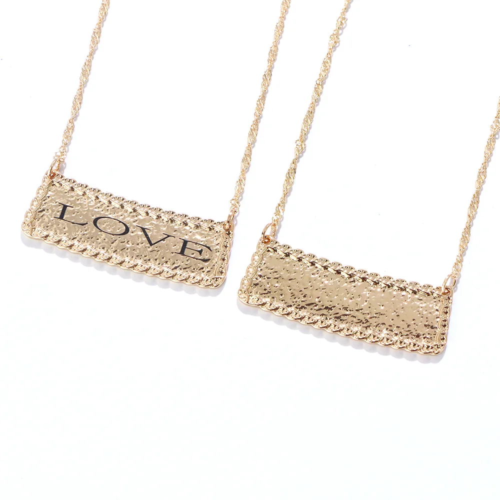 1PC Lover's Pendants Customized Name Necklaces Alloy Chains Jewelry Hawaiian Choker Necklace for Women Men Wedding Party necklaces mama simple alloy necklace in gold size one size